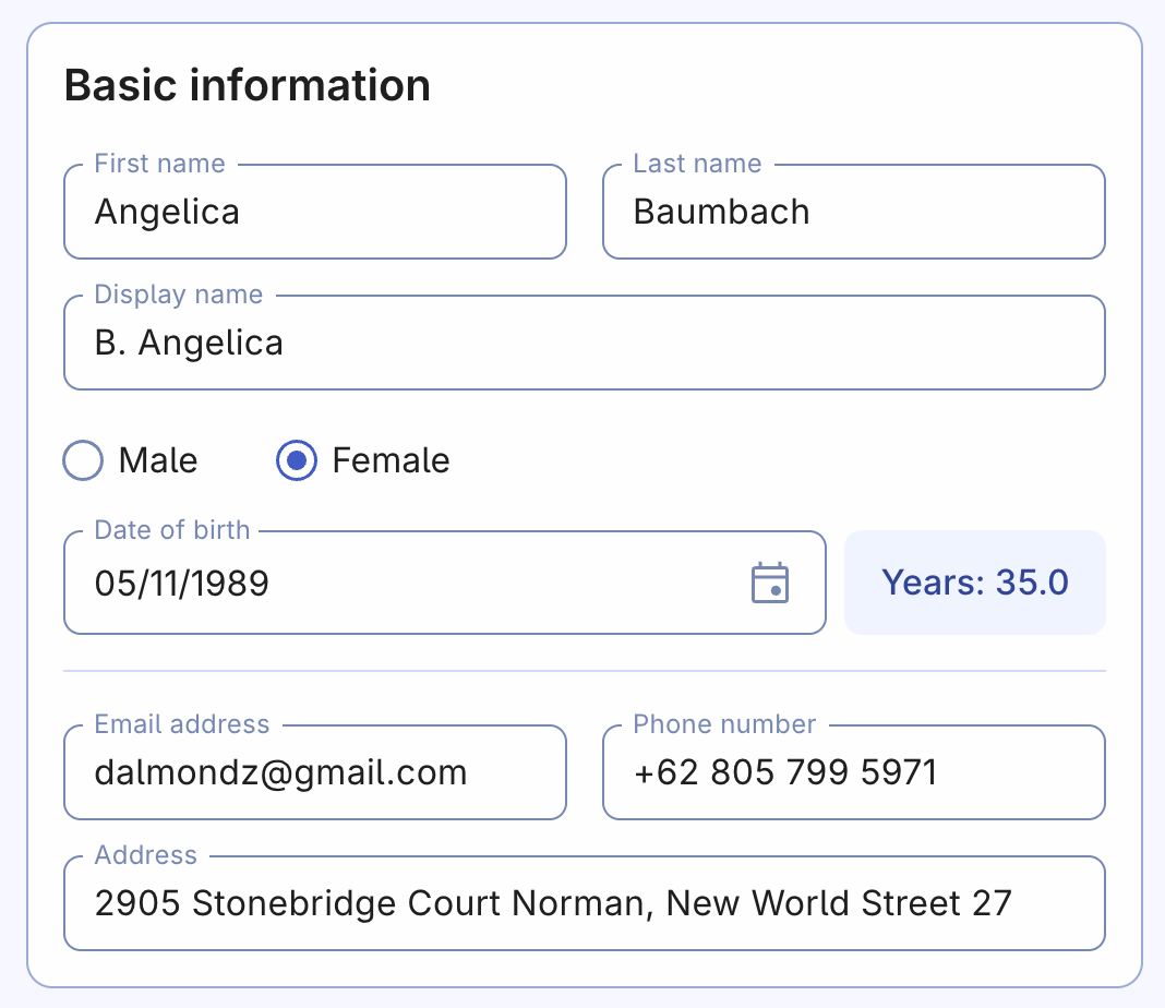 Person's basic information